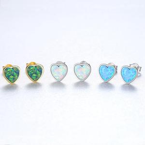Czcity hợp thời trang OPAL hình trái tim S925 Sterling Bạc Stud Bông tai mạ vàng cho engagement Wedding party Kim Cương Đá chính - Product Image 4