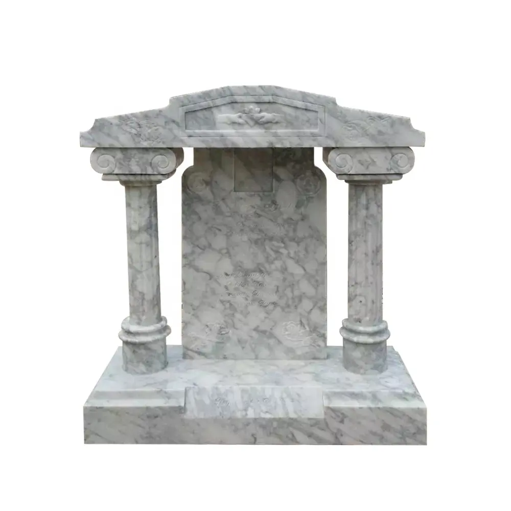White Carrara Marble Hand Carving Monument Custom Tombstone Natural Stone Headstone