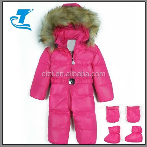 Bebek kız aşağı kış Romper sıcak kapşonlu genel için moda ceket takım elbise