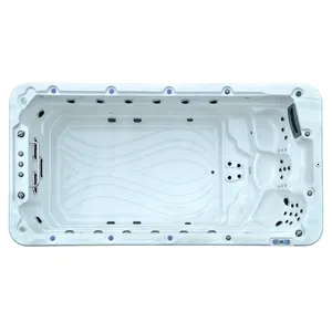 Moderna Piscina de Hidromasaje Rectangular de Acrílico Blanco con Sistema de Control <span class=keywords><strong>Balboa</strong></span>, Jacuzzi Infinito, Escalera, Función de Masaje, Almacén - Product Image 1