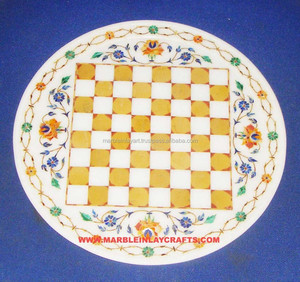 Decorativo hecho a mano de mármol de incrustación de ajedrez de la placa - Product Image 1