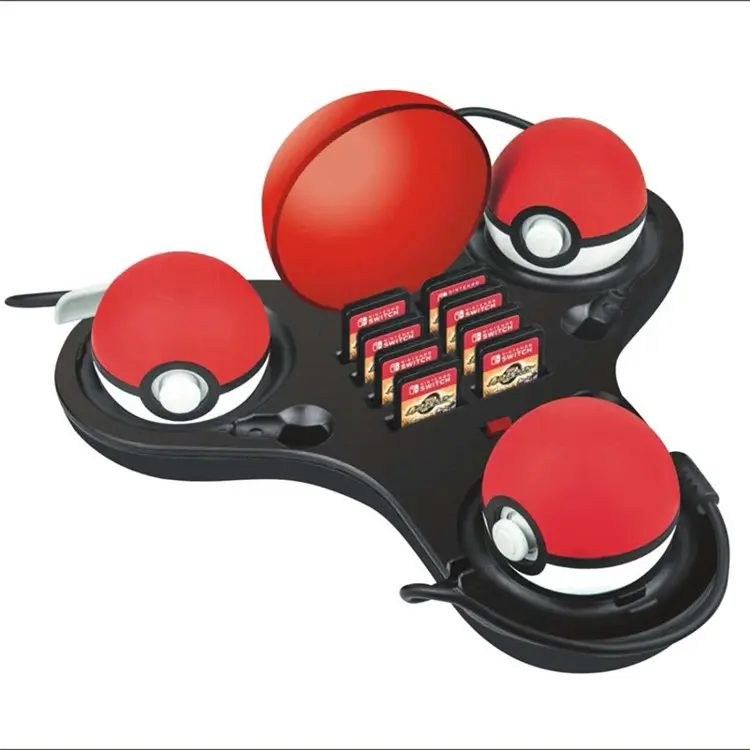 SYYTECH 3 em 1 Base de carregador de energia Suporte de carregamento para NS Nintendo Switch Plus acessórios de jogos de bola de poke