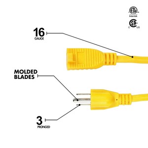 Chứng Khoán trong chúng tôi! 50ft 14/3 sjtw ngoài trời nặng nhiệm vụ nhà thầu mở rộng dây thắp sáng cắm với mở rộng dây cắm điện (50 Chân - Product Image 3