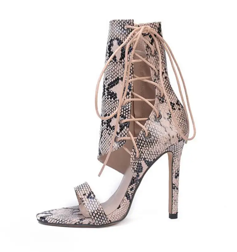 fancy chaussure femme snakeskin print custom heels women sandals boots new arrivals 2019