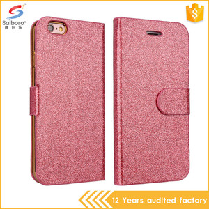 Gros usine prix glitter cas de téléphone titulaire de la carte, cas de téléphone en cuir pour iphone 6 - Product Image 1