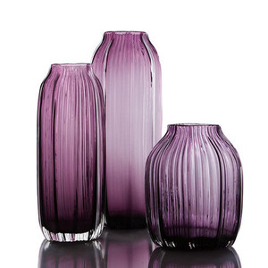 Vases de fleurs style cylindre coloré, lot de 3 pièces, grand centre de table en <span class=keywords><strong>verre</strong></span> avec différents Design pour décoration intérieure, rayé - Product Image 2