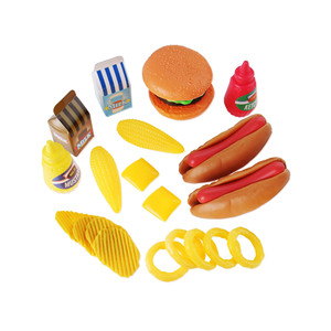 Çocuklar Fast Food Burger & Hot Dog pişirme için Set oyna dayanıklı plastikten yapılmış cips ve soğan halkaları içerir - Product Image 1