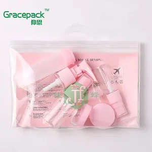 Hot sale eco-friendly make up cosmetic travel bottle kit 9pcs lotion spray bottle plastic travel set