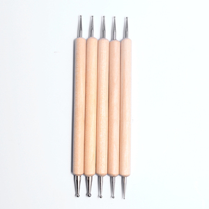 Misscheering-Juego de pinceles de madera para decoración de uñas, Set de 5 unidades de pinceles de 2 vías para punteo de uñas, con diamantes de imitación y lentejuelas - Product Image 5