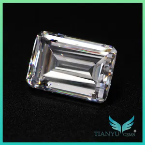 Sentetik taş sonsuza bir 10x8mm zümrüt kesim moissanite üreticisi hindistan