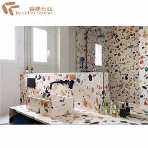 Table en <span class=keywords><strong>terrazzo</strong></span> avec dessus en verre blanc/bleu/rouge - Product Image 2