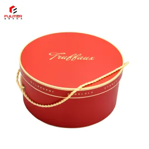 कस्टम लक्जरी लाल टोपी बॉक्स दौर सिलेंडर गत्ता चरवाहे सूरज टोपी भंडारण बॉक्स फेडोरा टोपी बॉक्स