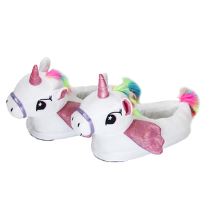 Chaussons d'intérieur moelleux en peluche, vente en gros de pantoufles en peluche <span class=keywords><strong>licorne</strong></span> pour bébés et enfants, idéales pour les cadeaux - Product Image 2