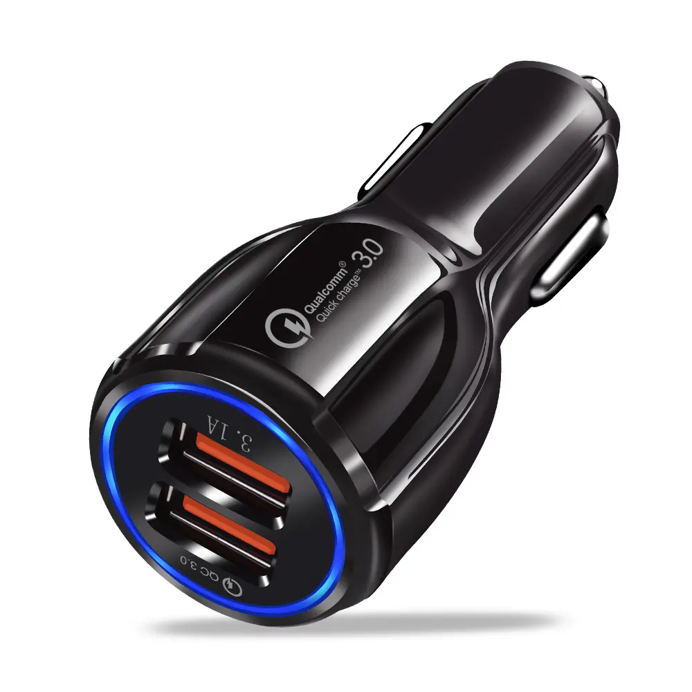 2 Dual Port USB Fast Car Charger 30W Quick Charge QC 3.0 iPhone Samsung Car Charging for smart mobile