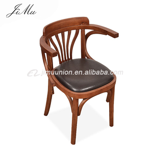 Tabouret de bar en bois sculpté à 4 jambes avec accoudoir, mobilier de boîte de nuit antique, noir, vente en gros - Product Image 4