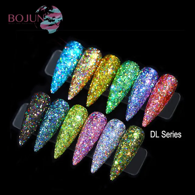 2019 nail glitter bulk mix size sequins super shinny glitter holographic chunky glitter powder Nail Supplier