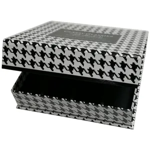 Goedkope met fancy ontwerp zwart-wit gestreepte kartonnen magnetische geschenkdoos met deksel