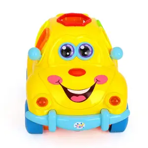Carro de brinquedo para crianças, educação precoce de 1 ano, carro de frutas com música/luz/bloco para crianças e meninos e meninas