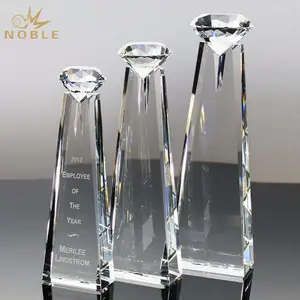 Excelente design personalizado gravura cristal transparente torre troféu