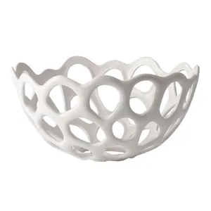 Modern life serving fruit bowls white ceramic basket