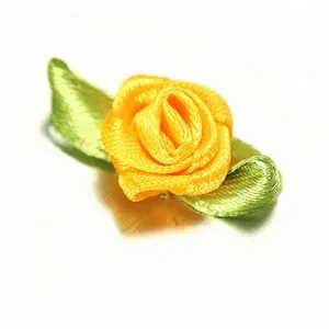 Wholesale Cheap Hand made Gold Satin Ribbon Rose Flower