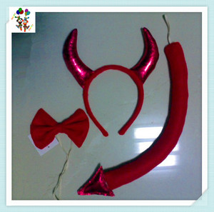 ราคาถูกเด็กฮาโลวีนแม่มดสีแดงปีศาจฮอร์นพรรคแถบคาดศีรษะกับผูกโบว์และหาง HPC-0796 - Product Image 5