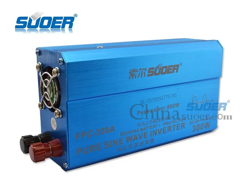 suoer 높은 효율 태양 광 전력 인버터 순수한 사인 파 태양 광 인버터 300va DC 12V에서 AC 220V 전원 인버터