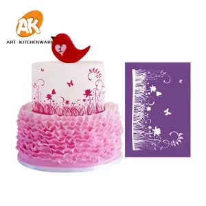 AK Fondant Kuchen Dekorations werkzeuge Sicher für Lebensmittel Natur Airbrush Schablone Schablonen Sets Hochzeit Geburtstags torte Dekorationen Mesh