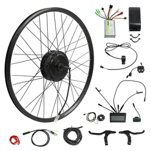 Hub motor lcd display powerful ebike controller cn shuangye 36v 48v ebike conversion kit 26 wheel stainless steel spokes