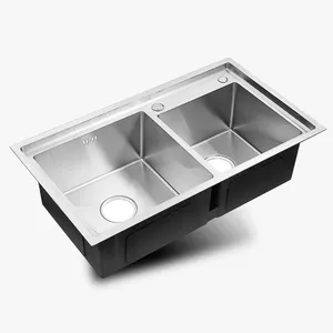 China factory double sink kitchen stainless steel drop in steel double bowl kitchen sink with cheap price