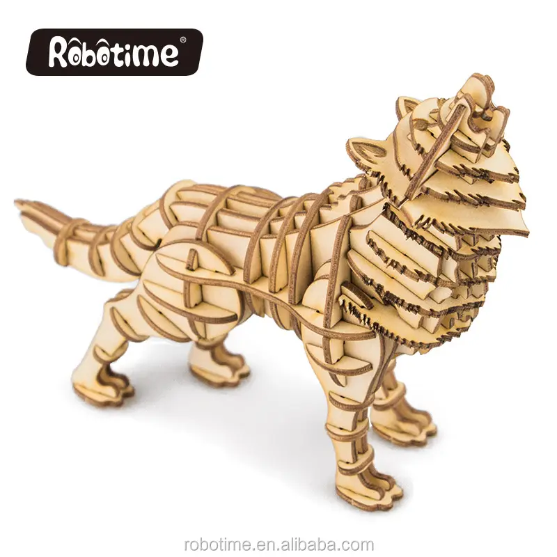 Wild ANIMAL Toy Series Wolf 3D Wooden Puzzle