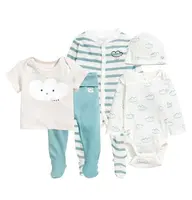 Set di abbigliamento per neonato stampato a strisce blu arcobaleno per Set regalo