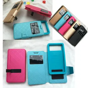 New plaid pattern push up and down universal leather case with kickstand universal flip cover cell phone cases