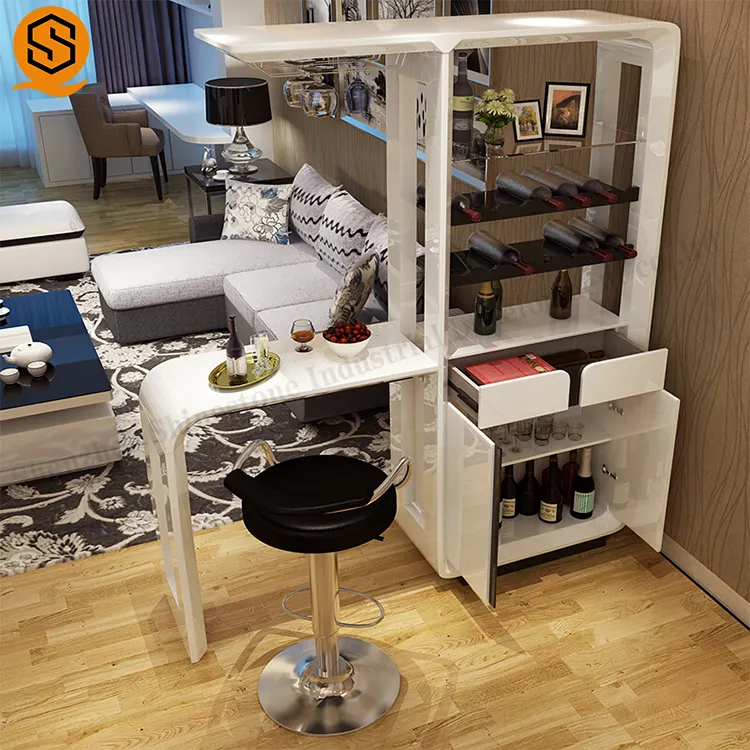 Elegant white wine display cabinet solid surface living room shoes cabinets storage cabinet