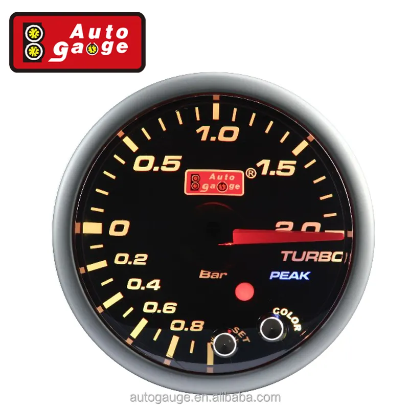 52 60ミリメートルBlack Face LED Light Car Turbo Gauge