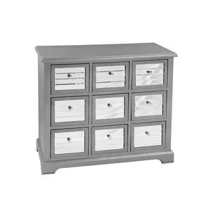 Modern Antique Grey 9 Drawers Wood Mirrored Tool Storage Chest Cabinet For Living Room