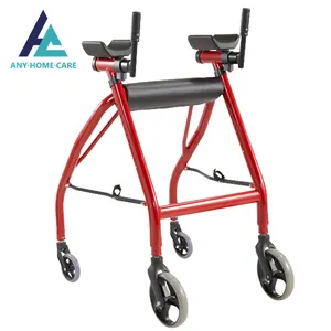 Bariatric Walker Elderly Walking Assistant Light Weight Rollator Walker Red Color Aluminum Tube Rehabilitation Therapy Supplies