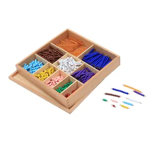 Set Montessori Kayu, Bahan Mengajar Matematika untuk Anak Usia Dini Bead Decanial