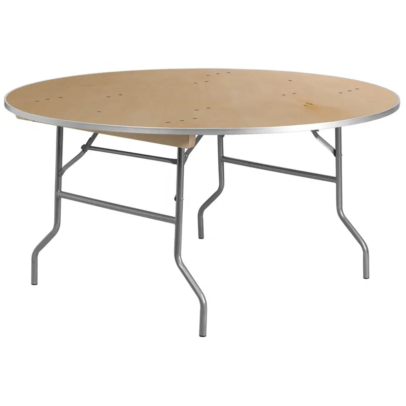 Tables pliantes rondes en plastique et bois, 4 pièces, 60 pouces 5ft pour banquet