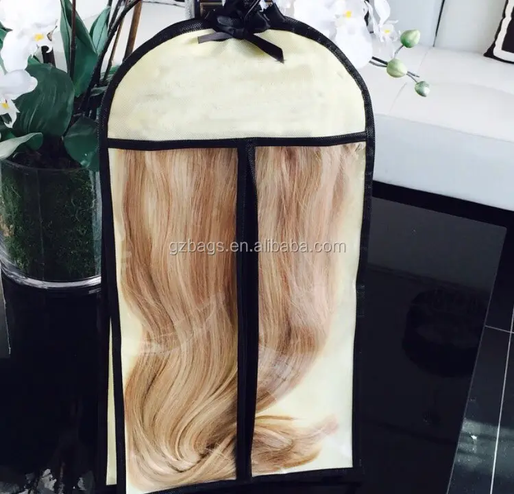 Wholesale Customized Brand Name Printed Pillow Bag Hair Extension Packaging Colorful Logo Luxury Hair Bag And Handle For Wig