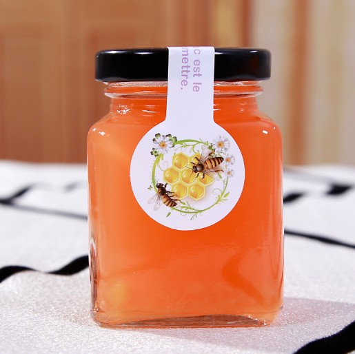Clear empty food storage glass jar polygon glass jar with screw lid square glass food jar
