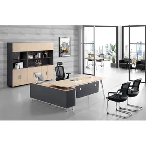 Bureau de bienvenue contemporain en forme de L, mobilier de bureau moderne, vente en gros, chine