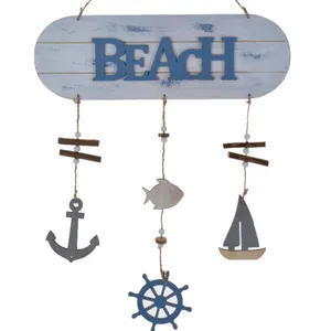 Großhandel Vintage nautische Tür Wandbehang Kunst Holz Zeichen Rohlinge Plakette SEASIDE BEACH Buchstaben Anker Dekor Shabby Chic