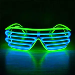Wholesale Promotional Top High Quality Folding Neon Light Flashing Flashing Shutter Glowing Neon Led El Wire Dance Party Glasses