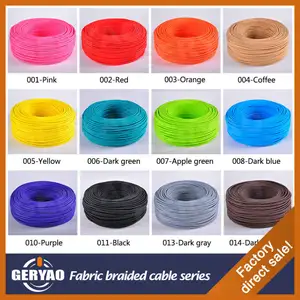 Factory price colourful fabric 3-wire, Colourful textile wire, coloured braided power cord