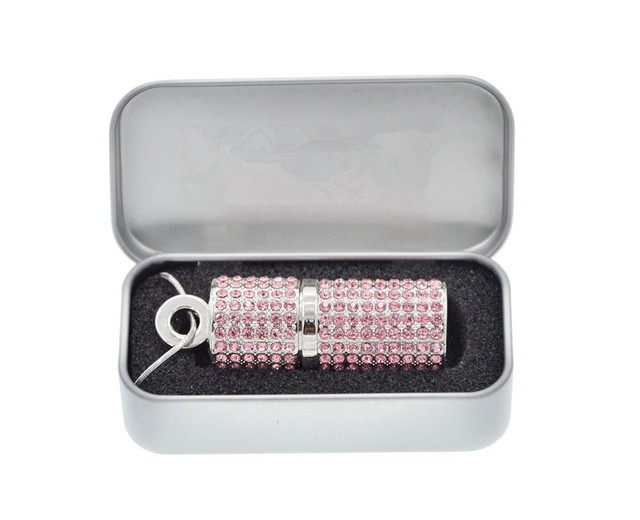 FAST Crystal USB 2.0 Metal Memory Stick 8-64GB Flash Pen Drive Necklace OTG Storage 10 Years Data Retention 1-Year Warranty