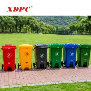 Xdpc 240 Liter Outdoor Afvalbak Papier Mand Hdpe Vuilnis Pedaal Plastic Vuilnisbak Met Wiel