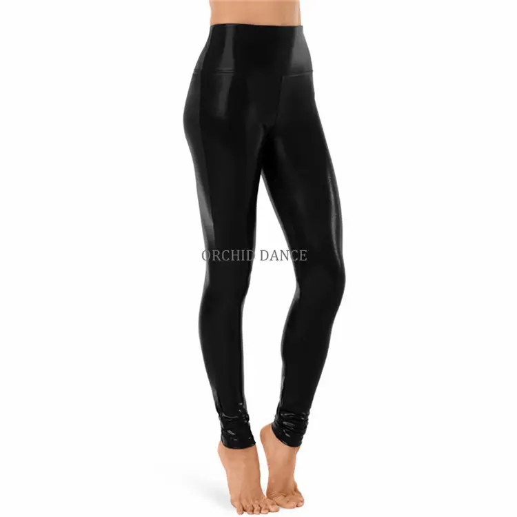 Wholesale Women Girls Coated Spandex High Waisted Gym Leggings