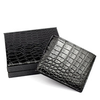 Dompet Kulit Buaya Pria Kualitas Tinggi Pemegang Kartu Dompet Hitam Binder Kustom Casing Logo Hemat Uang Dompet Penyimpan Kartu