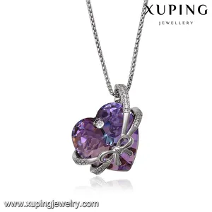 43800 Xuping Swarovski bijoux pendentif gracieux avec diamants en forme de cœur disponible en lilas et bleu foncé féminins